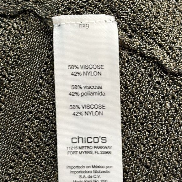 Chico's Cardigan Duster Size 2 Large Size 12 Mix Stitch Olive Green Lightweight - Picture 14 of 16